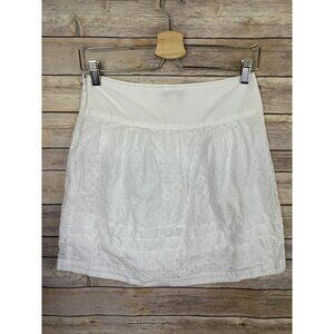 Banana Republic Womens Size 0 White Skirt Eyelet Embroidered Lace Look Boho